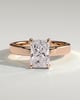 Radiant 4 Claw Solitaire with Flat Cigar Band and Hidden Halo Engagement Ring - 18k Rose Gold High Setting