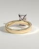 Radiant 4 Claw Solitaire with Flat Cigar Band and Hidden Halo Engagement Ring - 18k Yellow Gold / 18k White Gold High Setting