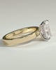 Radiant 4 Claw Solitaire with Flat Cigar Band and Hidden Halo Engagement Ring - 18k Yellow Gold / 18k White Gold High Setting