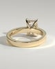 Radiant 4 Claw Solitaire with Flat Cigar Band and Hidden Halo Engagement Ring - 18k Yellow Gold Low Setting