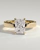 Radiant 4 Claw Solitaire with Flat Cigar Band and Hidden Halo Engagement Ring - 18k Yellow Gold Low Setting