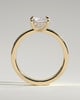 Radiant 4 Claw Solitaire with Flat Cigar Band and Hidden Halo Engagement Ring - 18k Yellow Gold Low Setting