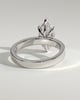 Aisha - Marquise 6 Claw Solitaire with Flat Cigar Band and Hidden Halo Engagement Ring - 18k White Gold High Setting