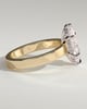 Aisha - Marquise 6 Claw Solitaire with Flat Cigar Band and Hidden Halo Engagement Ring - 18k Yellow Gold / 18k White Gold Low Setting