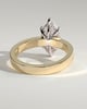 Aisha - Marquise 6 Claw Solitaire with Flat Cigar Band and Hidden Halo Engagement Ring - 18k Yellow Gold / 18k White Gold Low Setting