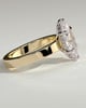 Aisha - Marquise 6 Claw Solitaire with Flat Cigar Band and Hidden Halo Engagement Ring - 18k Yellow Gold / 18k White Gold Low Setting