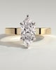 Aisha - Marquise 6 Claw Solitaire with Flat Cigar Band and Hidden Halo Engagement Ring - 18k Yellow Gold / 18k White Gold Low Setting