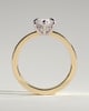 Aisha - Marquise 6 Claw Solitaire with Flat Cigar Band and Hidden Halo Engagement Ring - 18k Yellow Gold / 18k White Gold Low Setting