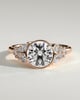 Alessia - Round Bezel Solitaire with Clustered Round-Marquise Mixed Set Shoulder Stones Engagement Ring - 18k Rose Gold