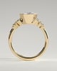 Alessia - Round Bezel Solitaire with Clustered Round-Marquise Mixed Set Shoulder Stones Engagement Ring - 18k Yellow Gold