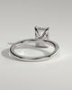 Alice - Emerald Claw Solitaire with Hidden Halo Engagement Ring - 18k White Gold High Setting