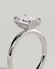 Alice - Emerald Claw Solitaire with Hidden Halo Engagement Ring - 18k White Gold High Setting