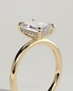 Alice - Emerald Claw Solitaire with Hidden Halo Engagement Ring - 18k Yellow Gold High Setting