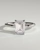 Alice - Emerald Claw Solitaire with Hidden Halo Engagement Ring - 18k White Gold