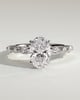 Alyssa - Oval 4 Claw Solitaire with Marquise and Round Accent Stones Engagement Ring - 18k White Gold