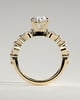 Alyssa - Oval 4 Claw Solitaire with Marquise and Round Accent Stones Engagement Ring - 18k Yellow Gold