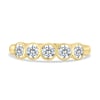 Amber - Bezel Set Round Wedding Ring - 5 stones 18k Yellow Gold