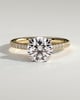 Amelia  Cathedral Pav Round Solitaire with Hidden Halo - 18k Yellow Gold / 18k White Gold
