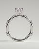 Amora - Pear Solitaire with Round Side Stones - 18k White Gold