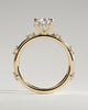 Amora - Pear Solitaire with Round Side Stones - 18k Yellow Gold