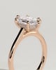 Anastasia - Elongated Hexagon Claw Solitaire with Hidden Halo and Cathedral High Setting Engagement Ring - 18k Rose Gold