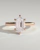Anastasia - Elongated Hexagon Claw Solitaire with Hidden Halo and Cathedral High Setting Engagement Ring - 18k Rose Gold