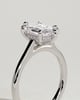 Anastasia - Elongated Hexagon Claw Solitaire with Hidden Halo and Cathedral High Setting Engagement Ring - 18k White Gold