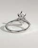Anastasia - Elongated Hexagon Claw Solitaire with Hidden Halo and Cathedral High Setting Engagement Ring - 18k White Gold