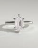 Anastasia - Elongated Hexagon Claw Solitaire with Hidden Halo and Cathedral High Setting Engagement Ring - 18k White Gold