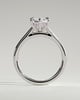 Anastasia - Elongated Hexagon Claw Solitaire with Hidden Halo and Cathedral High Setting Engagement Ring - 18k White Gold