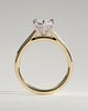 Anastasia - Elongated Hexagon Claw Solitaire with Hidden Halo and Cathedral High Setting Engagement Ring - 18k Yellow Gold / 18k White Gold