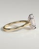 Anastasia - Elongated Hexagon Claw Solitaire with Hidden Halo and Cathedral High Setting Engagement Ring - 18k Yellow Gold / 18k White Gold