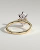 Anastasia - Elongated Hexagon Claw Solitaire with Hidden Halo and Cathedral High Setting Engagement Ring - 18k Yellow Gold / 18k White Gold