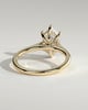 Anastasia - Elongated Hexagon Claw Solitaire with Hidden Halo and Cathedral High Setting Engagement Ring - 18k Yellow Gold