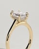 Anastasia - Elongated Hexagon Claw Solitaire with Hidden Halo and Cathedral High Setting Engagement Ring - 18k Yellow Gold