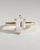 Anastasia - Elongated Hexagon Claw Solitaire with Hidden Halo and Cathedral High Setting Engagement Ring - 18k Yellow Gold