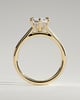 Anastasia - Elongated Hexagon Claw Solitaire with Hidden Halo and Cathedral High Setting Engagement Ring - 18k Yellow Gold