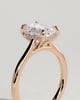 Angela - Radiant Claw Solitaire with Hidden Halo, Tapered Band and Cathedral High Setting Engagement Ring - 18k Rose Gold