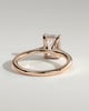 Angela - Radiant Claw Solitaire with Hidden Halo, Tapered Band and Cathedral High Setting Engagement Ring - 18k Rose Gold