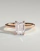 Angela - Radiant Claw Solitaire with Hidden Halo, Tapered Band and Cathedral High Setting Engagement Ring - 18k Rose Gold