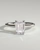 Angela - Radiant Claw Solitaire with Hidden Halo, Tapered Band and Cathedral High Setting Engagement Ring - 18k White Gold