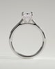 Angela - Radiant Claw Solitaire with Hidden Halo, Tapered Band and Cathedral High Setting Engagement Ring - 18k White Gold