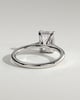 Angela - Radiant Claw Solitaire with Hidden Halo, Tapered Band and Cathedral High Setting Engagement Ring - 18k White Gold