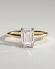 Angela - Radiant Claw Solitaire with Hidden Halo, Tapered Band and Cathedral High Setting Engagement Ring - 18k Yellow Gold