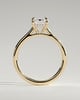 Angela - Radiant Claw Solitaire with Hidden Halo, Tapered Band and Cathedral High Setting Engagement Ring - 18k Yellow Gold