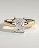 Angelina - Radiant Solitaire with Hidden Halo and Cigar Band - 18k Yellow Gold Low Setting