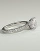 Annie  Princess Solitaire with Hidden Halo and Pave - 18k White Gold