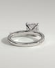 Annie  Princess Solitaire with Hidden Halo and Pave - 18k White Gold