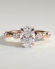 Arwen - Oval Solitaire with Hidden Halo and Accent Stones - 18k Rose Gold