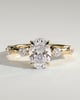 Arwen - Oval Solitaire with Hidden Halo and Accent Stones - 18k Yellow Gold